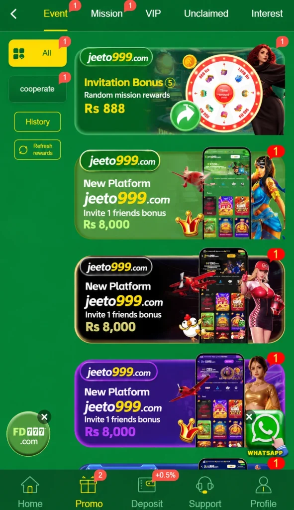 Jeeto999 Game's latest features.