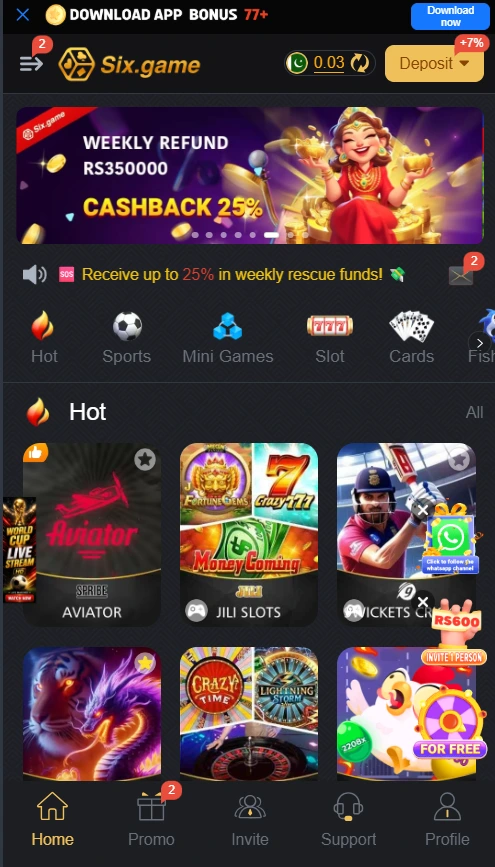 Download Six Game and earn real money in Pakistan.