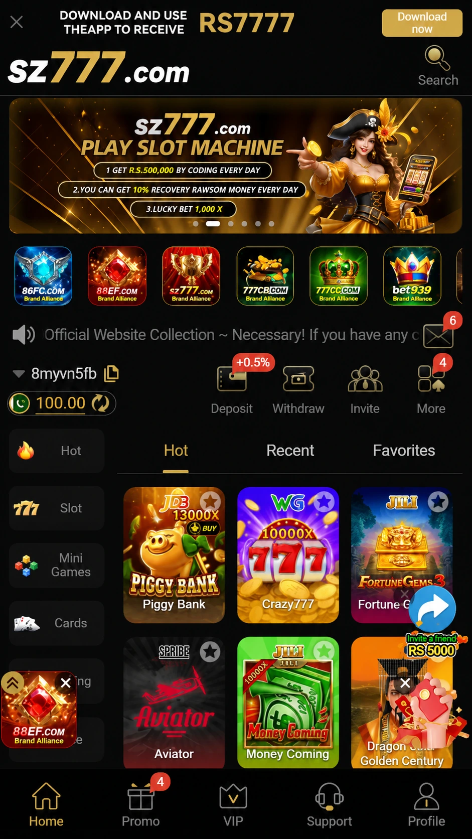 Download the Sz777 game and earn real money.