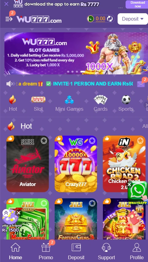 Download the Wu777 game and earn real money.