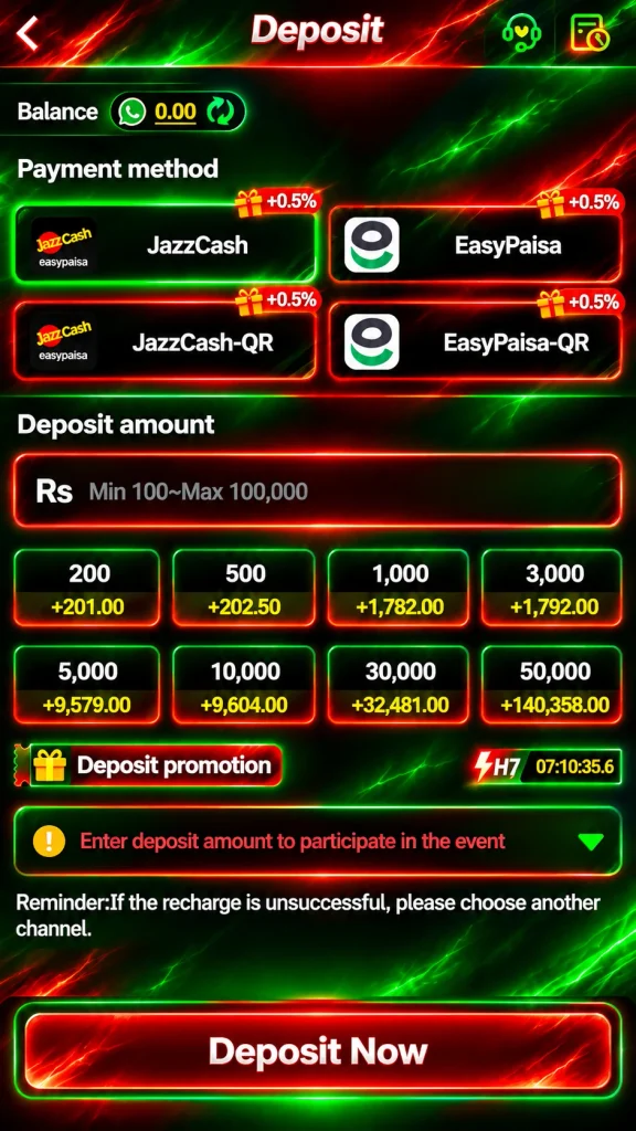 H777 Game deposit money image guide for pakistani users.