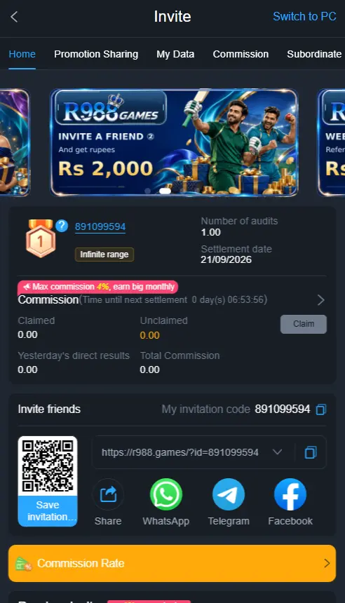 R988 Game: Invite friends and earn real money guide image.