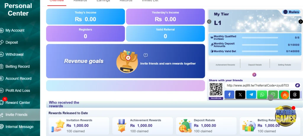 AQ99 new earning game invite friends image details.