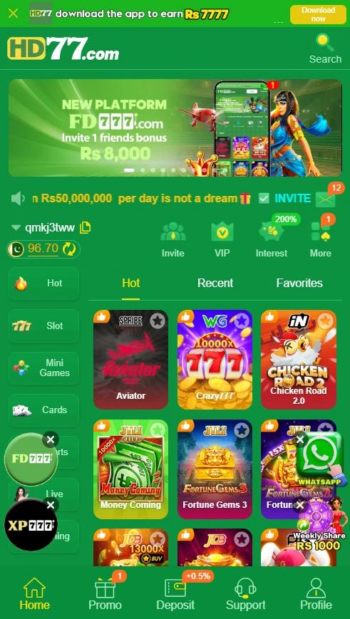 Download the HD77 game and earn a lot of money.